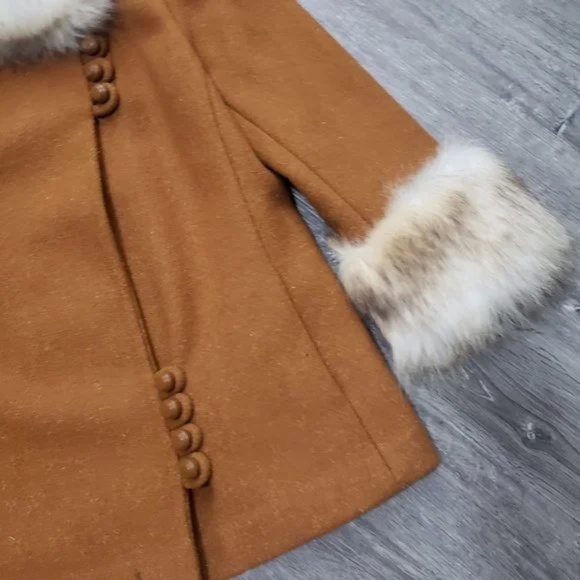 Fur Trimmed Women's Coat Suede - Picture 8 of 16